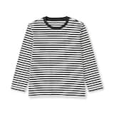 キッズ　綿天竺編みクルーネック長袖Ｔシャツ　ボーダー