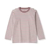 キッズ　綿天竺編みクルーネック長袖Ｔシャツ　ボーダー
