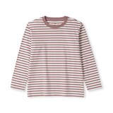 キッズ　綿天竺編みクルーネック長袖Ｔシャツ　ボーダー