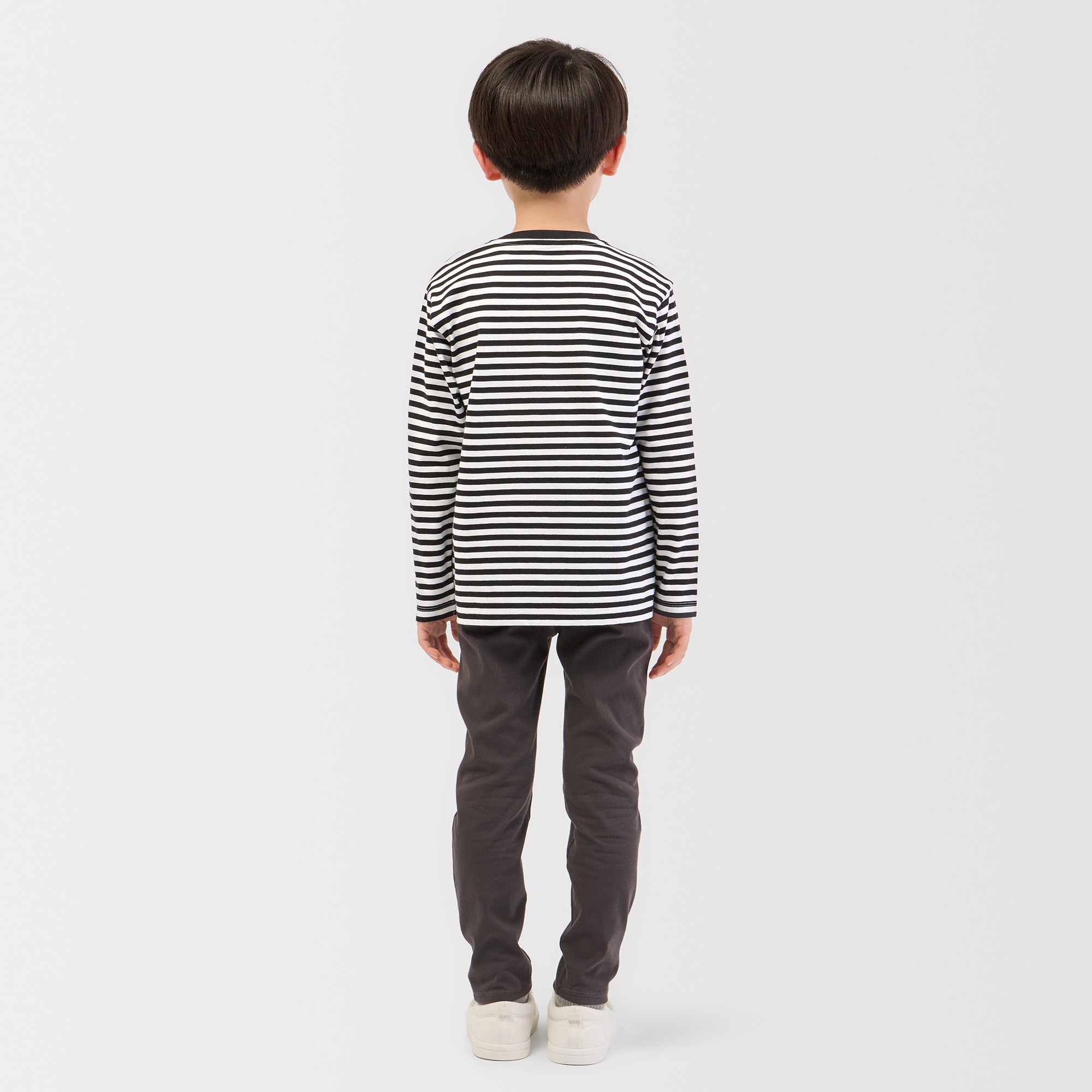 キッズ　綿天竺編みクルーネック長袖Ｔシャツ　ボーダー