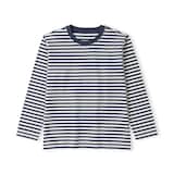 キッズ　綿天竺編みクルーネック長袖Ｔシャツ　ボーダー