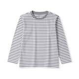 キッズ　綿天竺編みクルーネック長袖Ｔシャツ　ボーダー