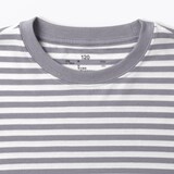キッズ　綿天竺編みクルーネック長袖Ｔシャツ　ボーダー