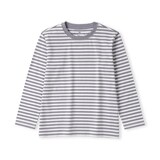 キッズ　綿天竺編みクルーネック長袖Ｔシャツ　ボーダー