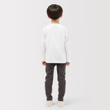 キッズ　綿天竺編みクルーネック長袖Ｔシャツ　無地