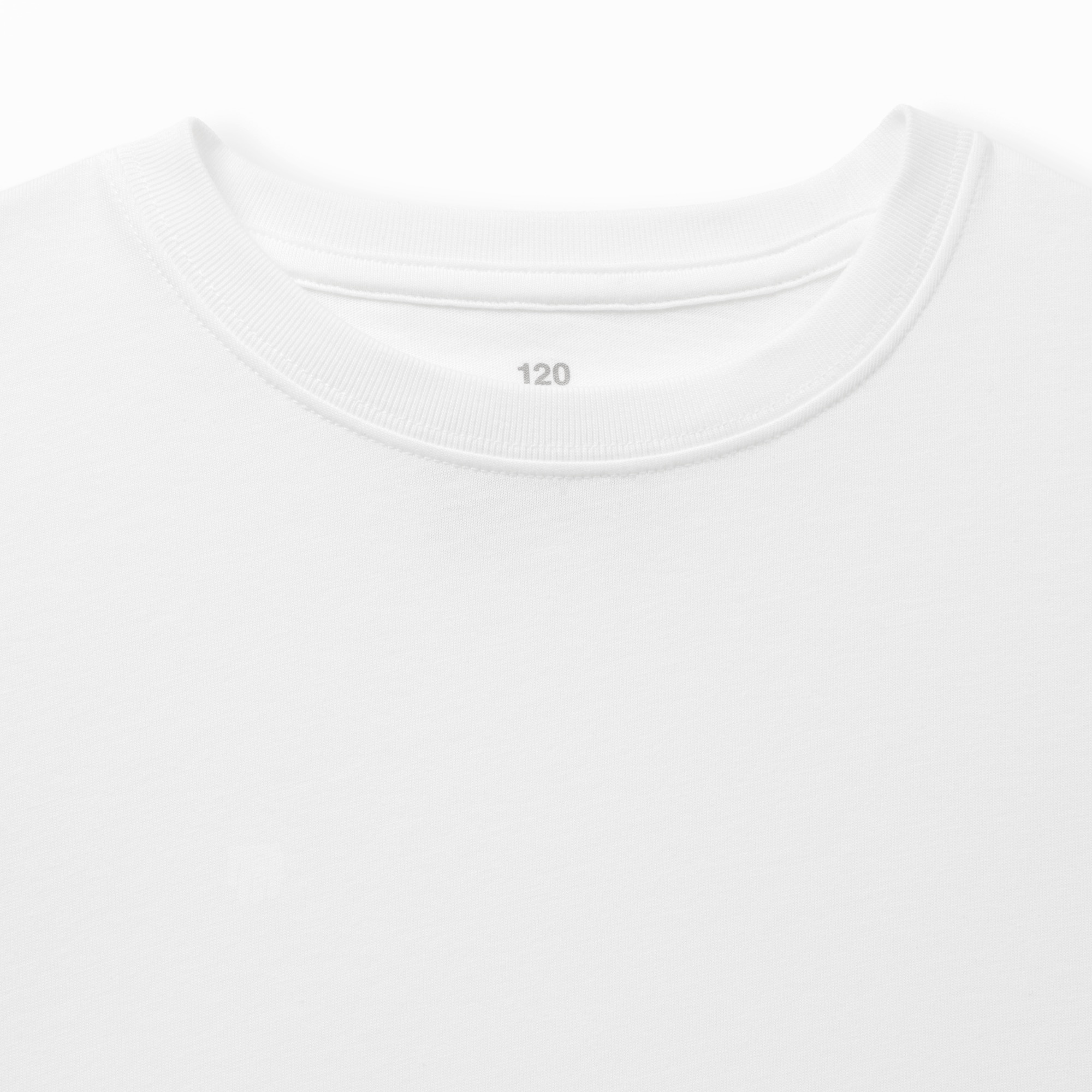 キッズ　綿天竺編みクルーネック長袖Ｔシャツ　無地