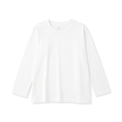 キッズ　綿天竺編みクルーネック長袖Ｔシャツ　無地