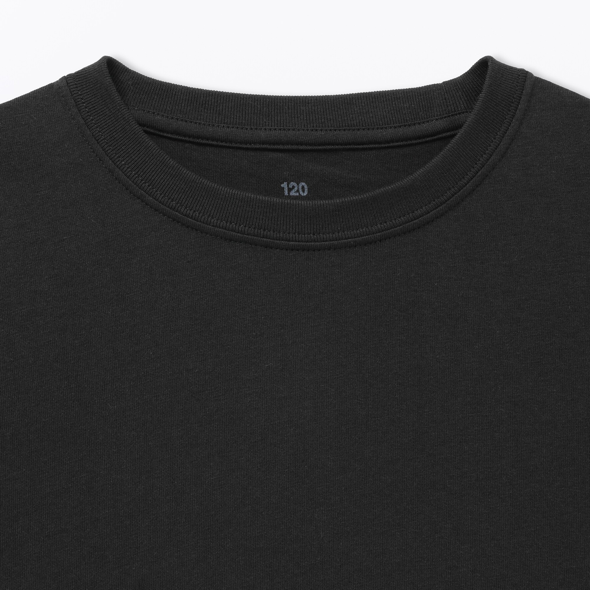 キッズ　綿天竺編みクルーネック長袖Ｔシャツ　無地