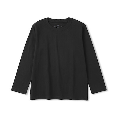 キッズ　綿天竺編みクルーネック長袖Ｔシャツ　無地
