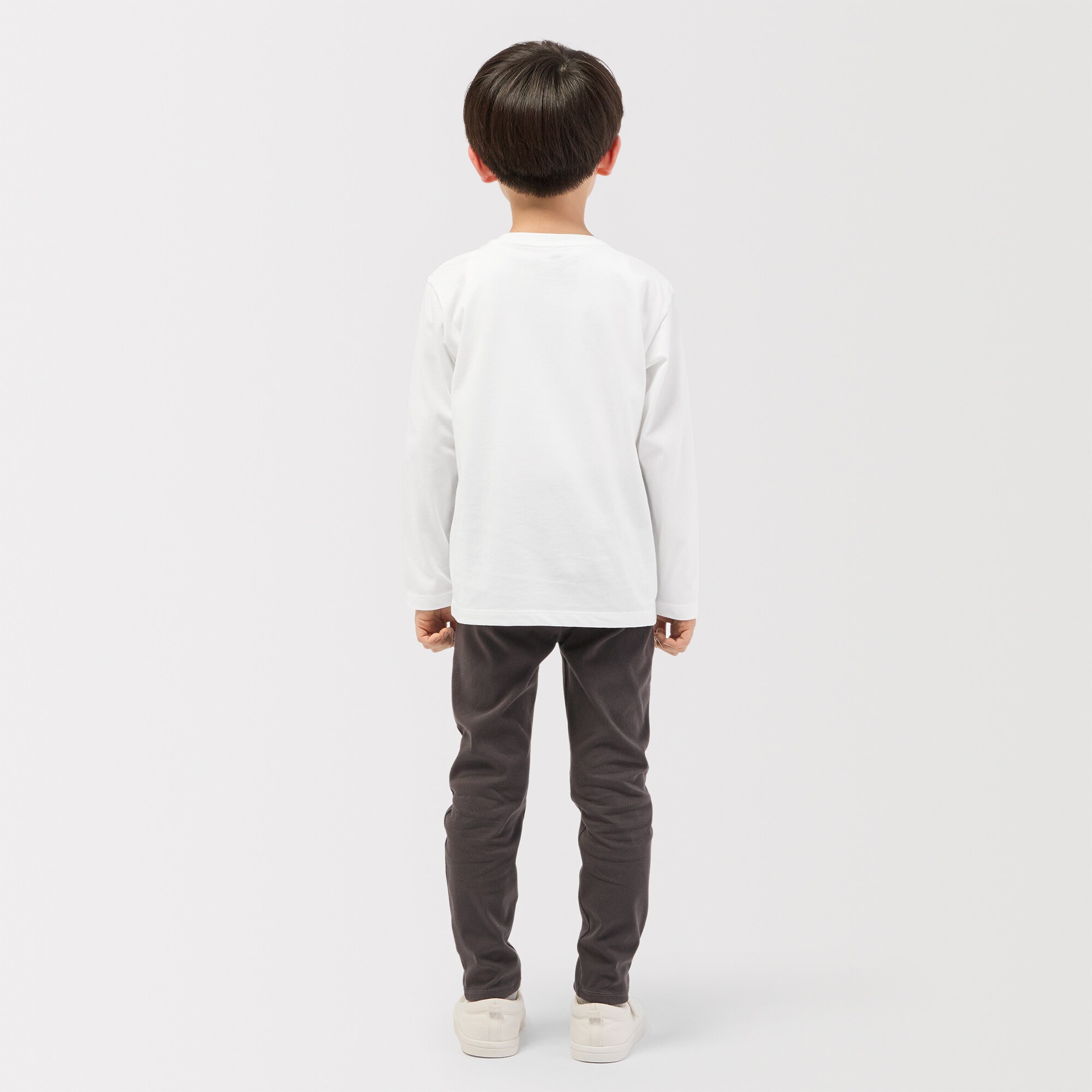 キッズ　綿天竺編みクルーネック長袖Ｔシャツ　無地