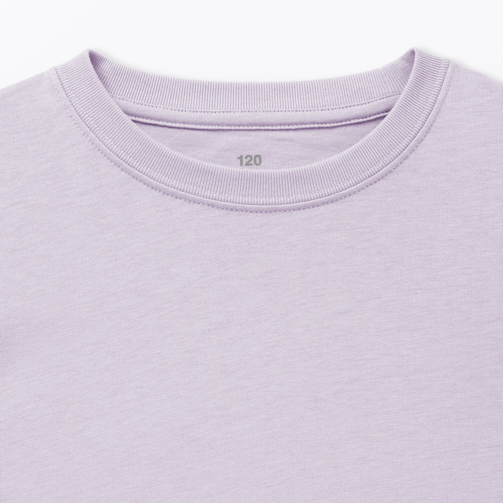 キッズ　綿天竺編みクルーネック長袖Ｔシャツ　無地