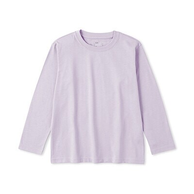 【８月上旬発売予定】キッズ　綿天竺編みクルーネック長袖Ｔシャツ　無地