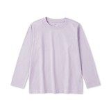 キッズ　綿天竺編みクルーネック長袖Ｔシャツ　無地