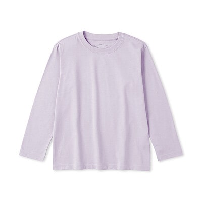 キッズ　綿天竺編みクルーネック長袖Ｔシャツ　無地
