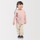 ベビー　あたまするっと　綿天竺編みクルーネック長袖Ｔシャツ　無地