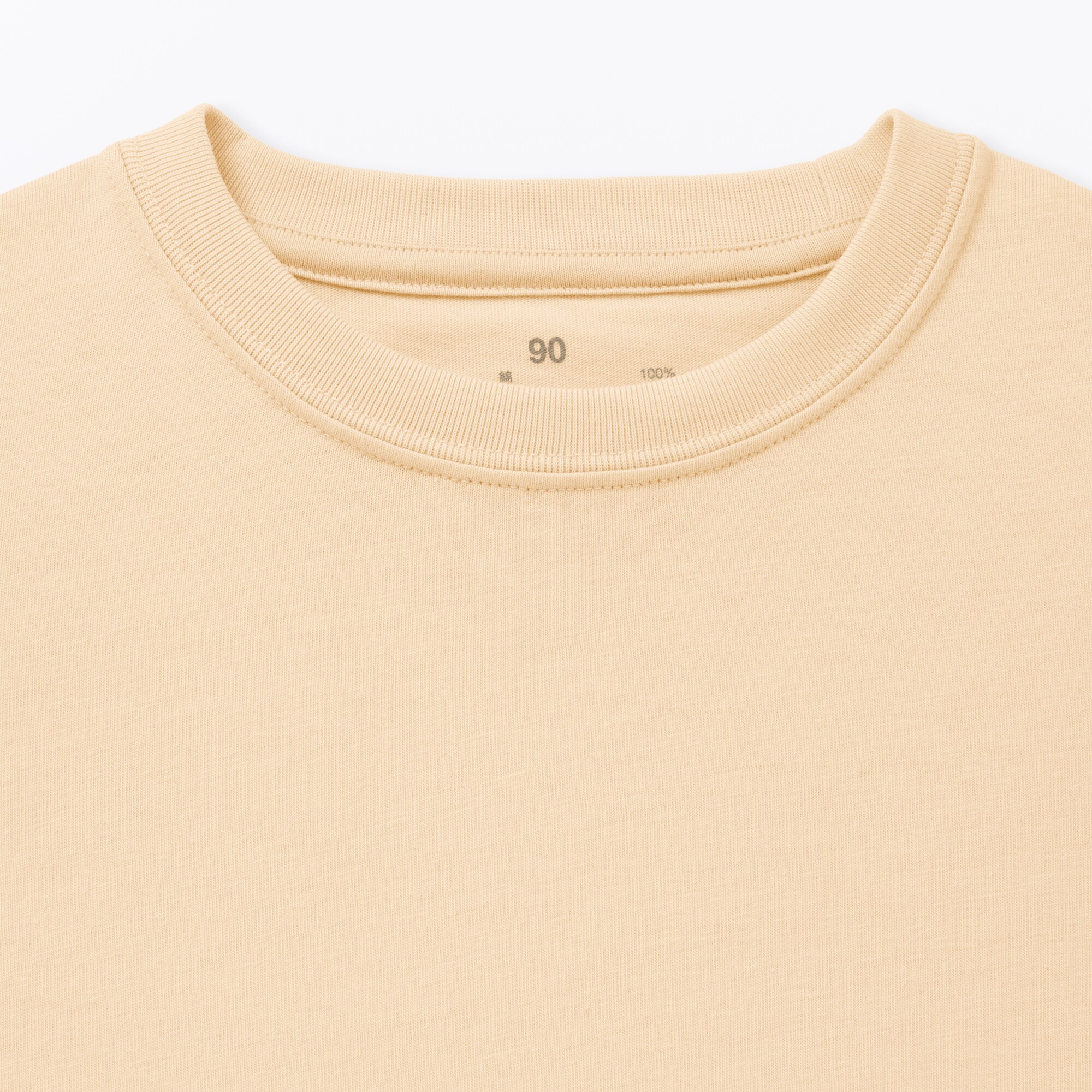 ベビー　あたまするっと　綿天竺編みクルーネック長袖Ｔシャツ　無地