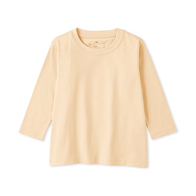 ベビー　あたまするっと　綿天竺編みクルーネック長袖Ｔシャツ　無地