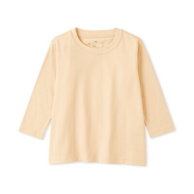 ベビー　あたまするっと　綿天竺編みクルーネック長袖Ｔシャツ　無地