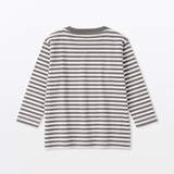 ベビー　あたまするっと　綿天竺編みクルーネック長袖Ｔシャツ　ボーダー