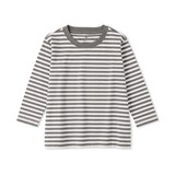 ベビー　あたまするっと　綿天竺編みクルーネック長袖Ｔシャツ　ボーダー