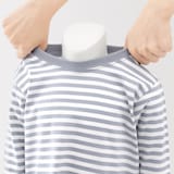 ベビー　あたまするっと　綿天竺編みクルーネック長袖Ｔシャツ　ボーダー