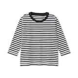 ベビー　あたまするっと　綿天竺編みクルーネック長袖Ｔシャツ　ボーダー