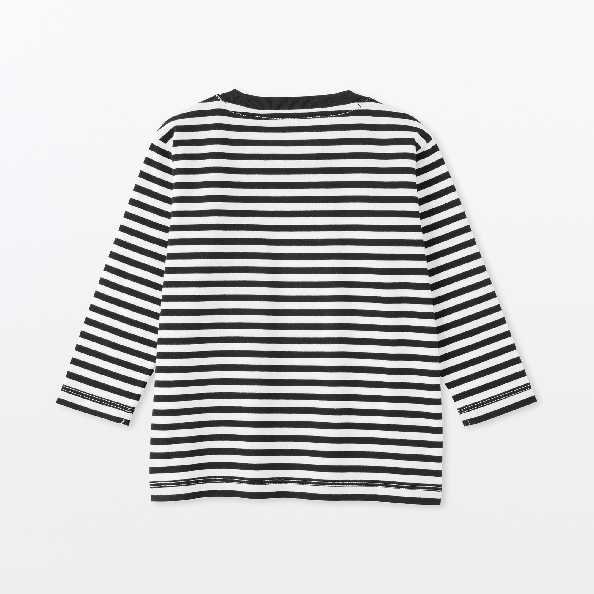 ベビー　あたまするっと　綿天竺編みクルーネック長袖Ｔシャツ　ボーダー
