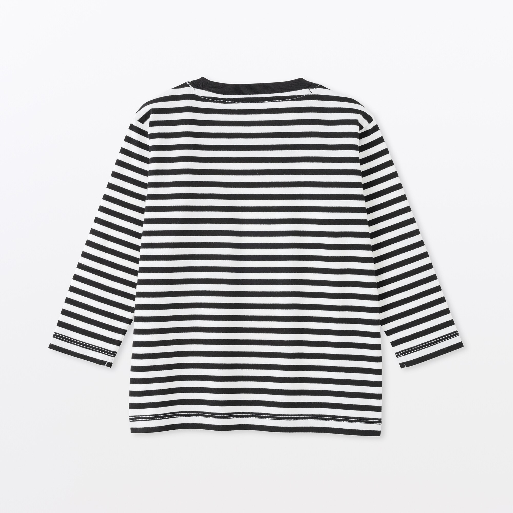 ベビー　あたまするっと　綿天竺編みクルーネック長袖Ｔシャツ　ボーダー