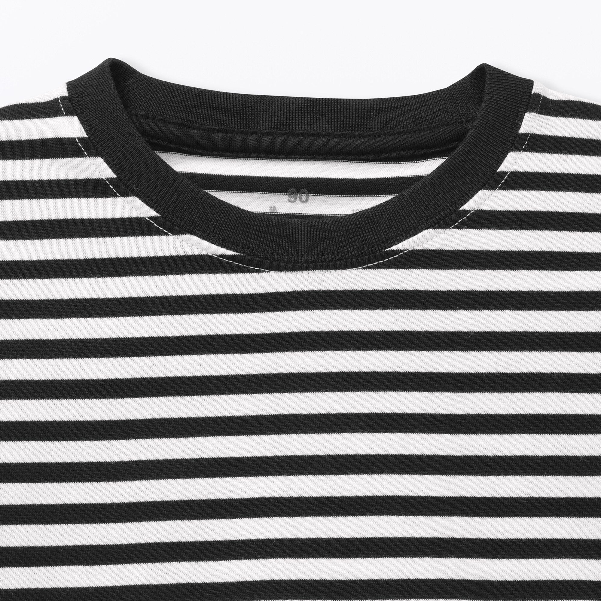 ベビー　あたまするっと　綿天竺編みクルーネック長袖Ｔシャツ　ボーダー