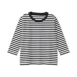 ベビー　あたまするっと　綿天竺編みクルーネック長袖Ｔシャツ　ボーダー