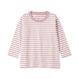 ベビー　あたまするっと　綿天竺編みクルーネック長袖Ｔシャツ　ボーダー
