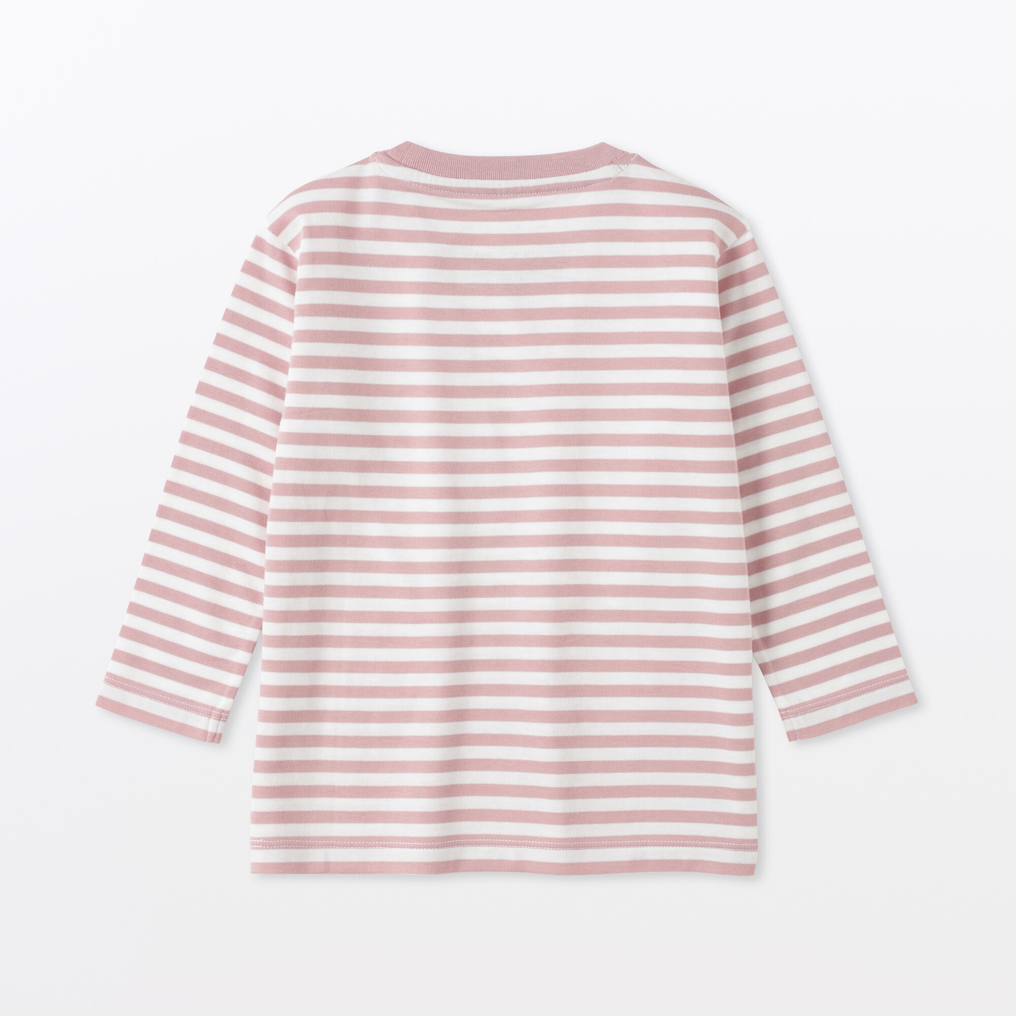 ベビー　あたまするっと　綿天竺編みクルーネック長袖Ｔシャツ　ボーダー