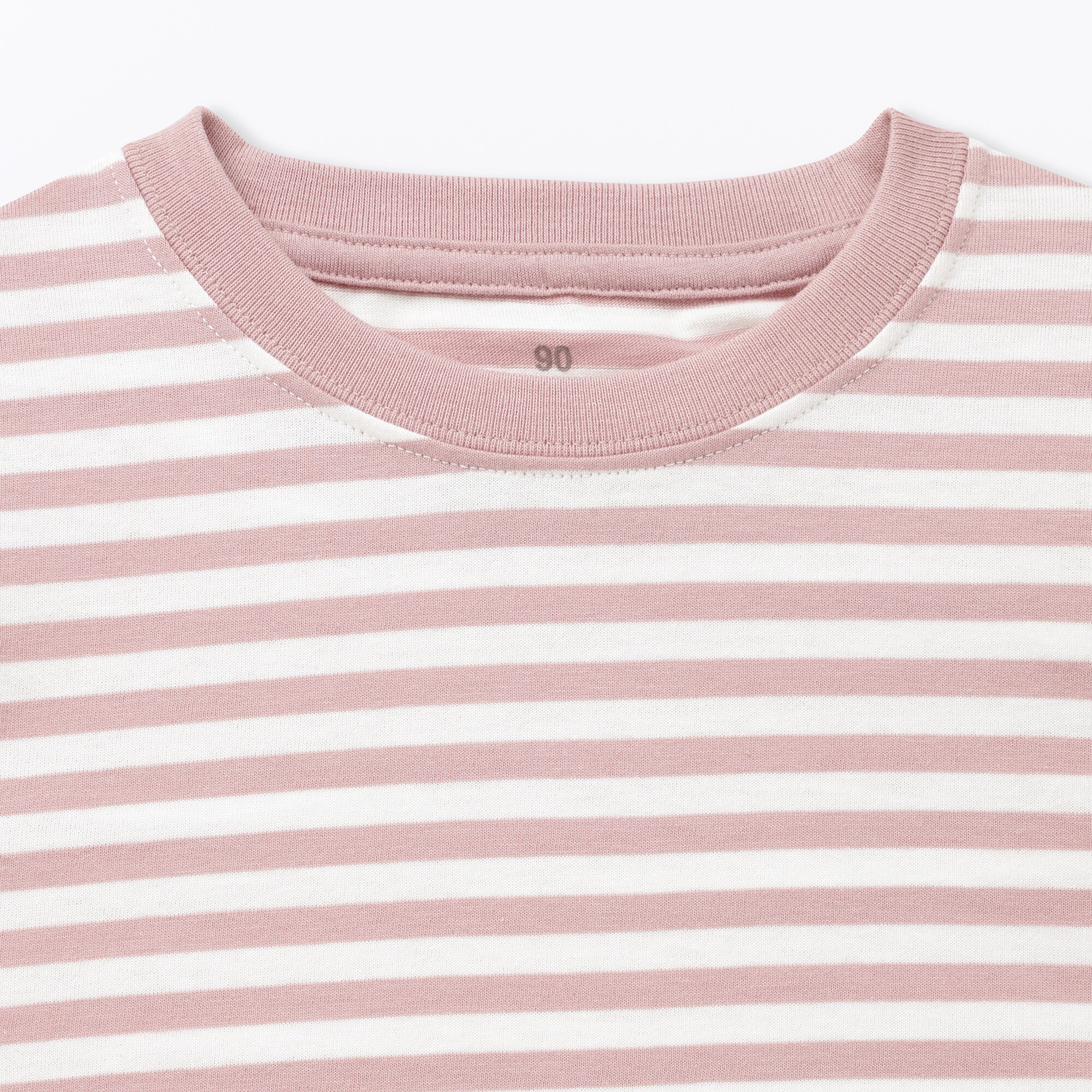ベビー　あたまするっと　綿天竺編みクルーネック長袖Ｔシャツ　ボーダー