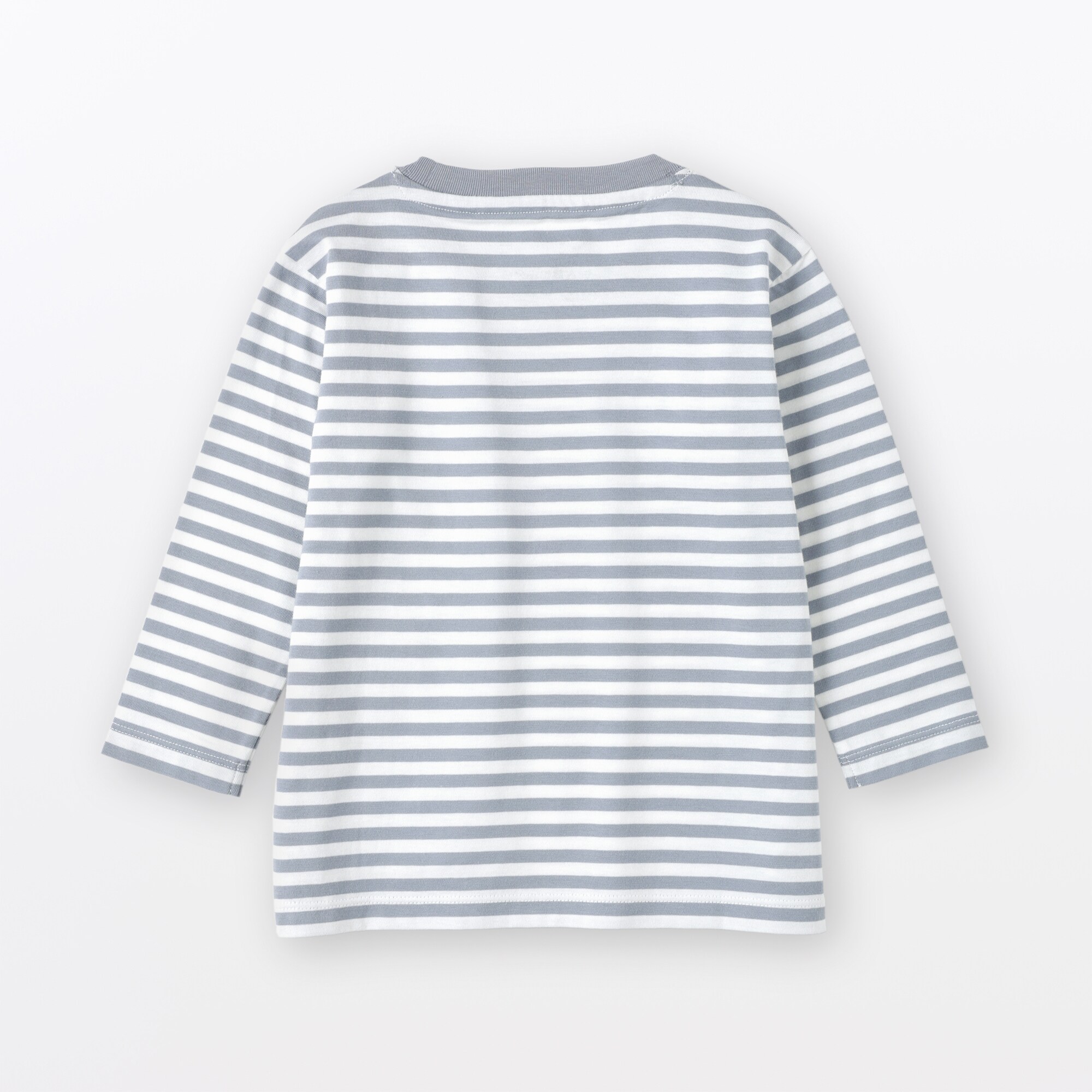 ベビー　あたまするっと　綿天竺編みクルーネック長袖Ｔシャツ　ボーダー