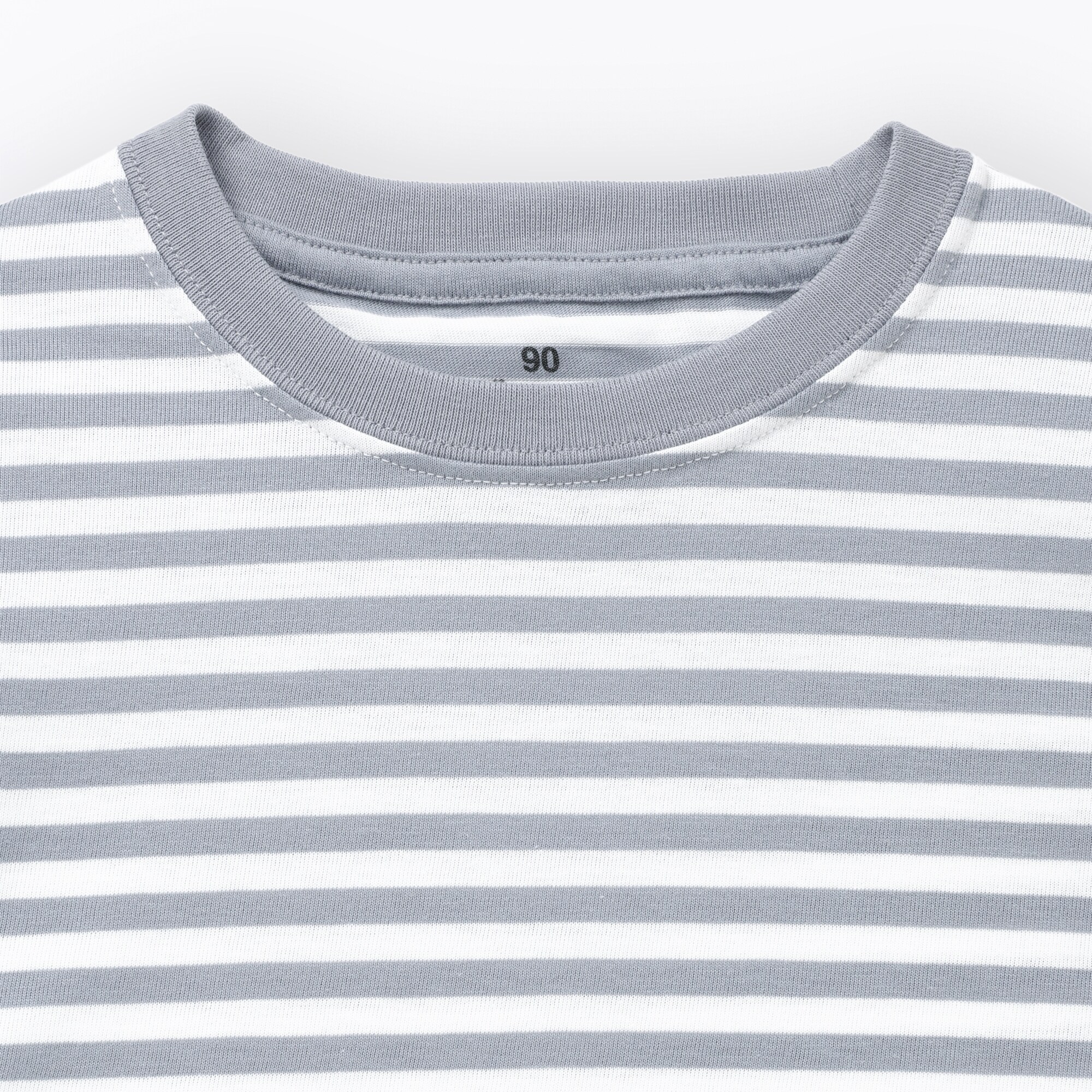 ベビー　あたまするっと　綿天竺編みクルーネック長袖Ｔシャツ　ボーダー