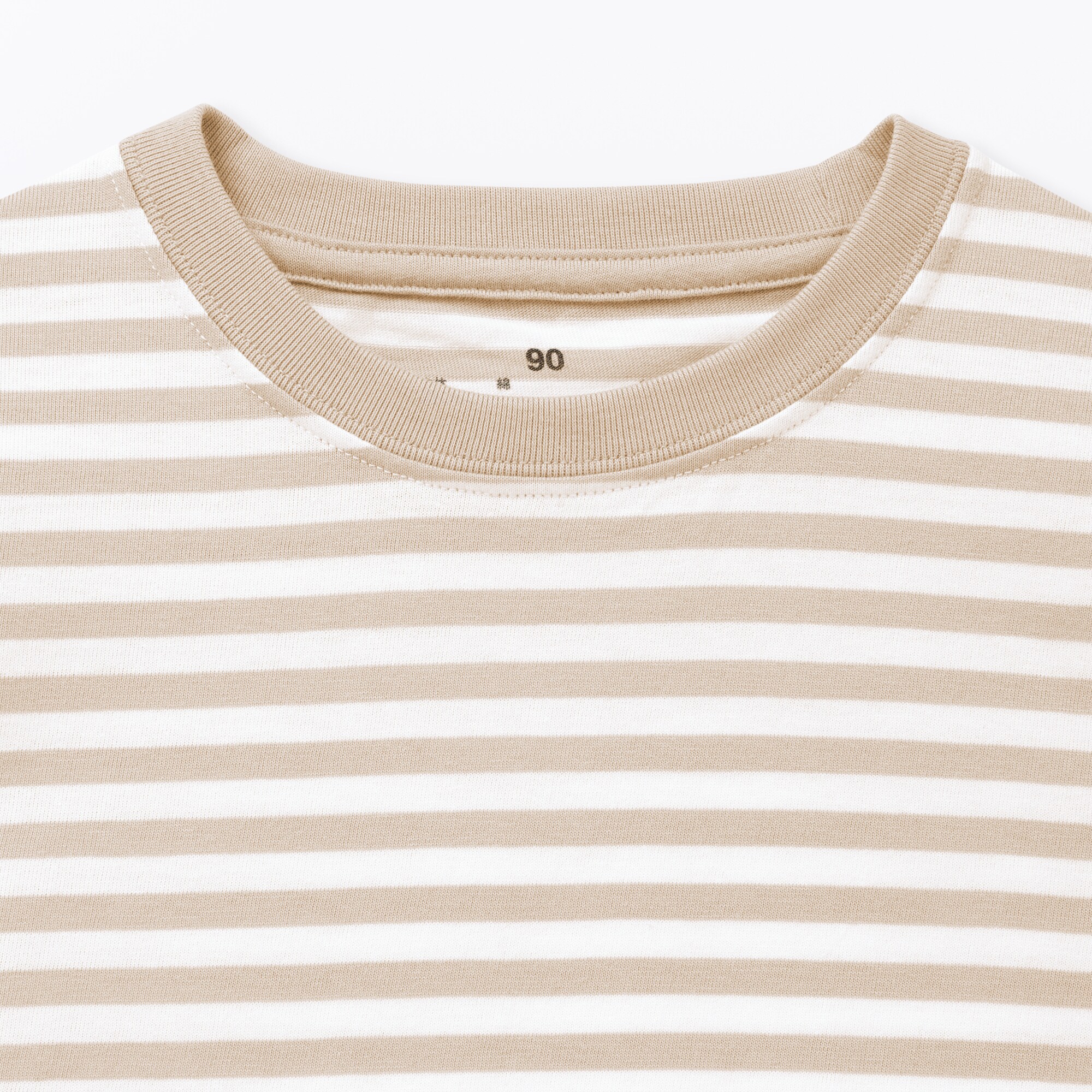 ベビー　あたまするっと　綿天竺編みクルーネック長袖Ｔシャツ　ボーダー
