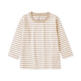 ベビー　あたまするっと　綿天竺編みクルーネック長袖Ｔシャツ　ボーダー