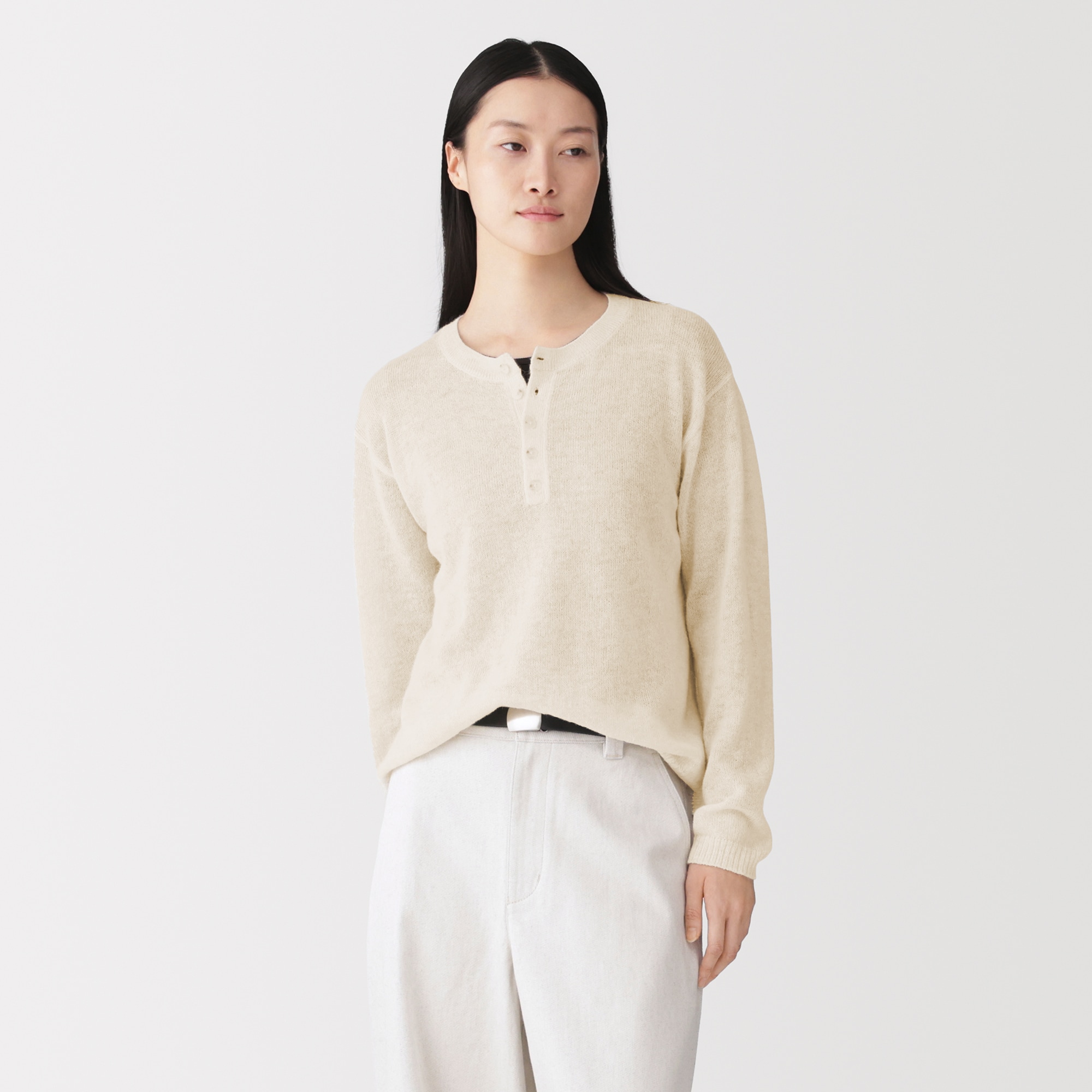 婦人　リャマハイゲージヘンリーネックセーター