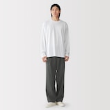 紳士　乾きやすいワンタックワイドパンツ