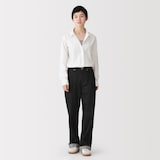 婦人　洗いざらし　ブロードレギュラーカラー長袖シャツ