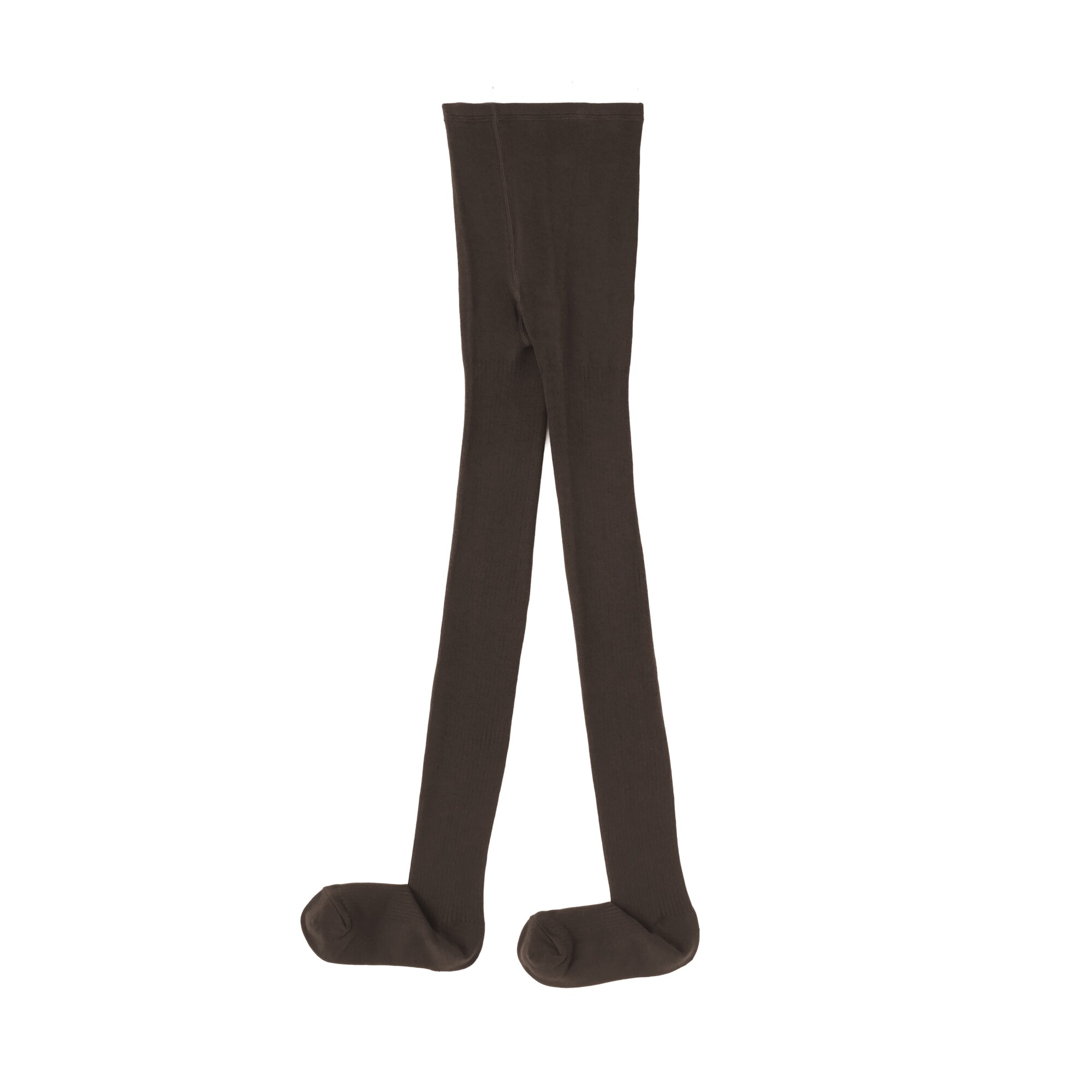 婦人　足なり直角　かかとに合う　リブ編みタイツ