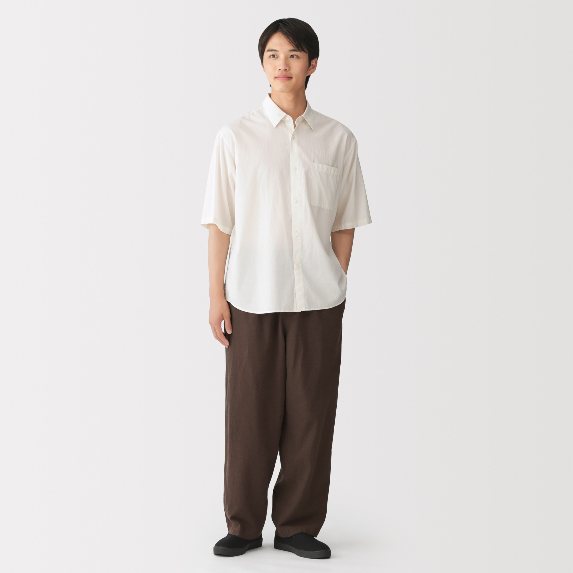 紳士 木の実から作ったカポック混ガーゼ ギャザーパンツ | 無印良品