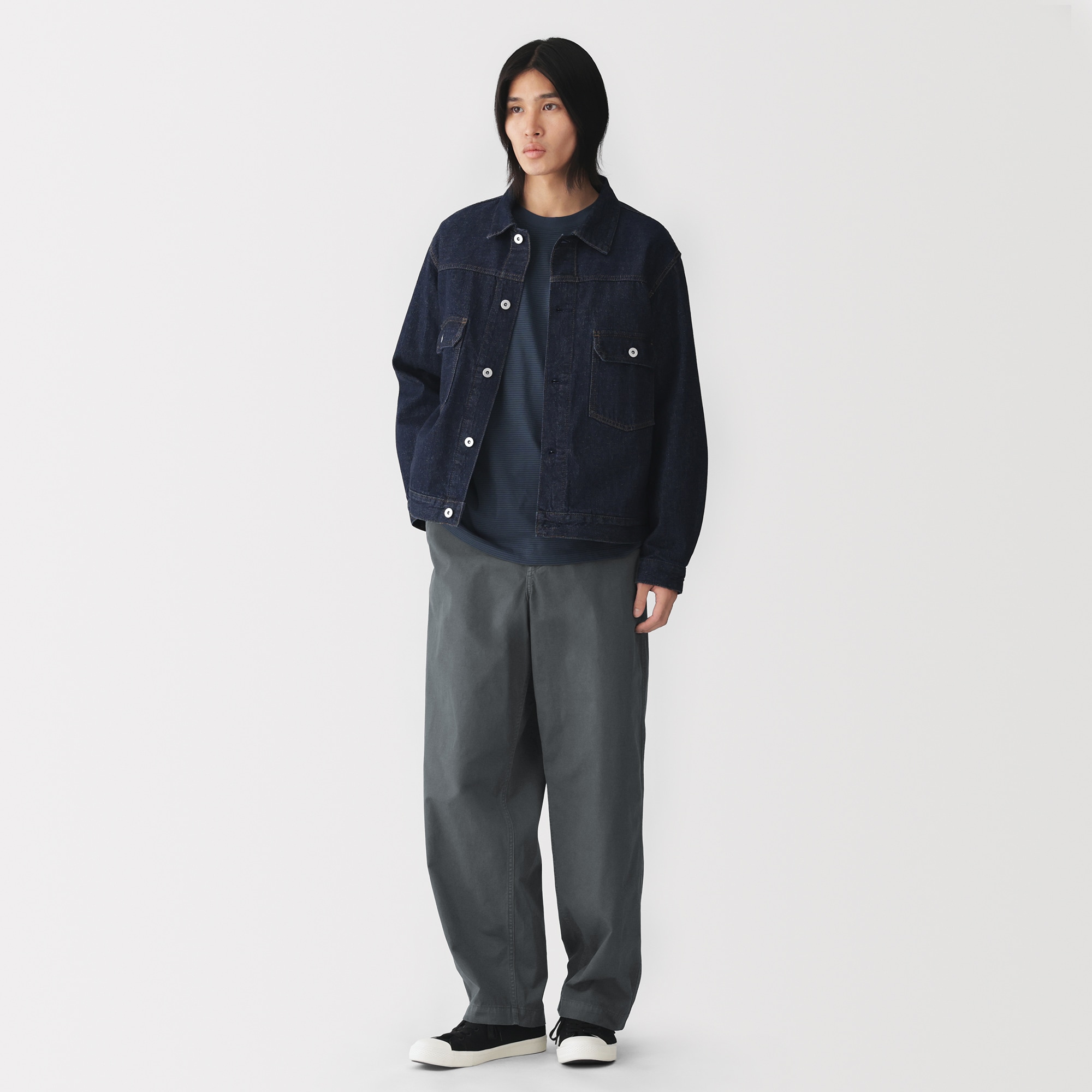 紳士　製品染めワイドイージーパンツ