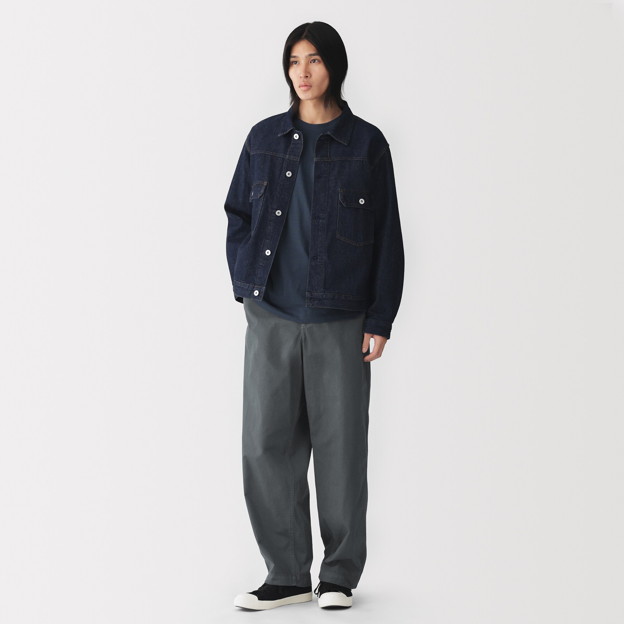 紳士　製品染めワイドイージーパンツ