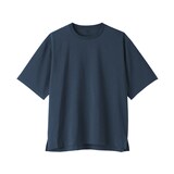 紳士　風を通す　五分袖布帛Ｔシャツ