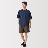 紳士　風を通す　五分袖布帛Ｔシャツ