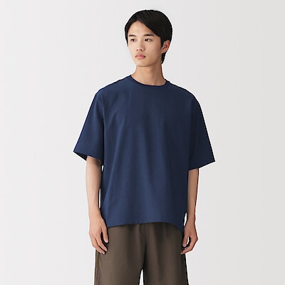 【７月中旬発売予定】紳士　風を通す　五分袖布帛Ｔシャツ
