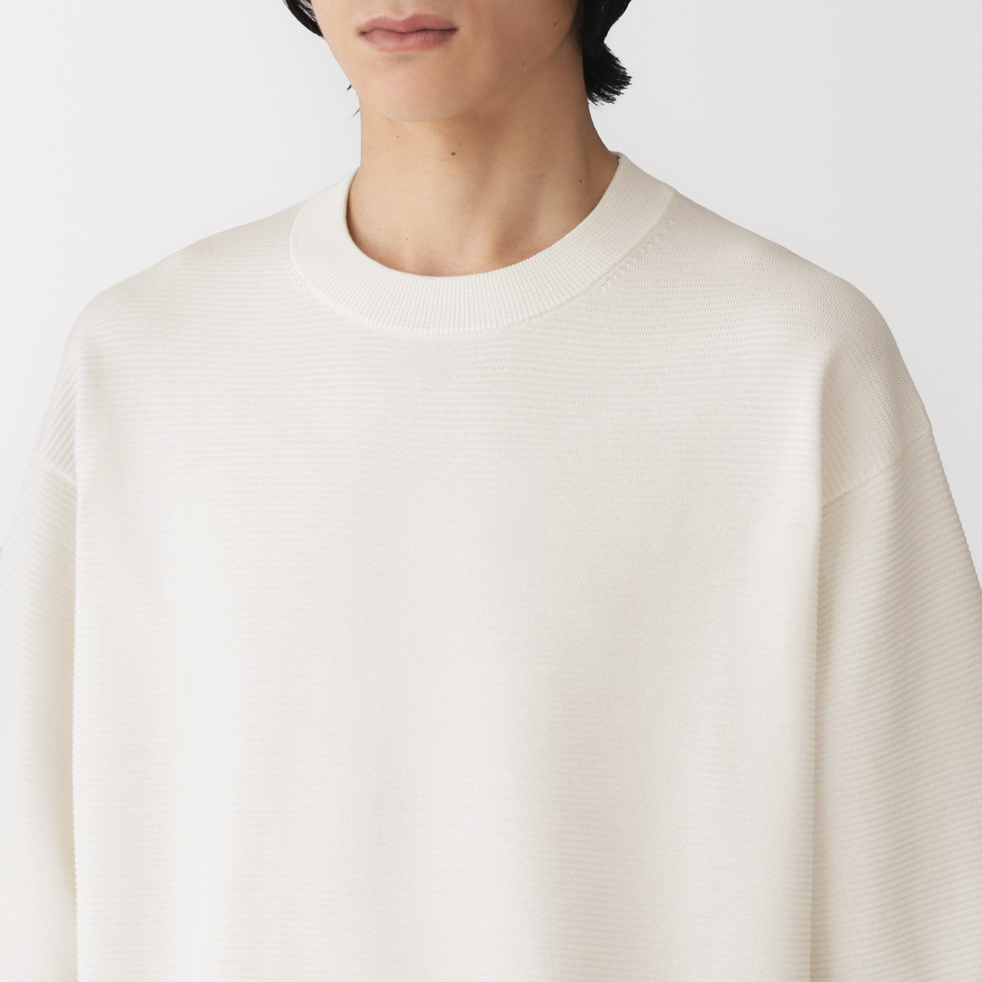 紳士　乾きやすい洗えるニット五分袖Ｔシャツ