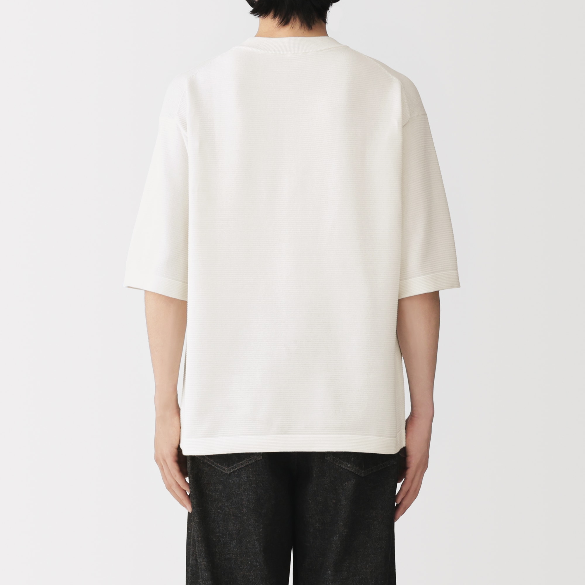 紳士　乾きやすい洗えるニット五分袖Ｔシャツ