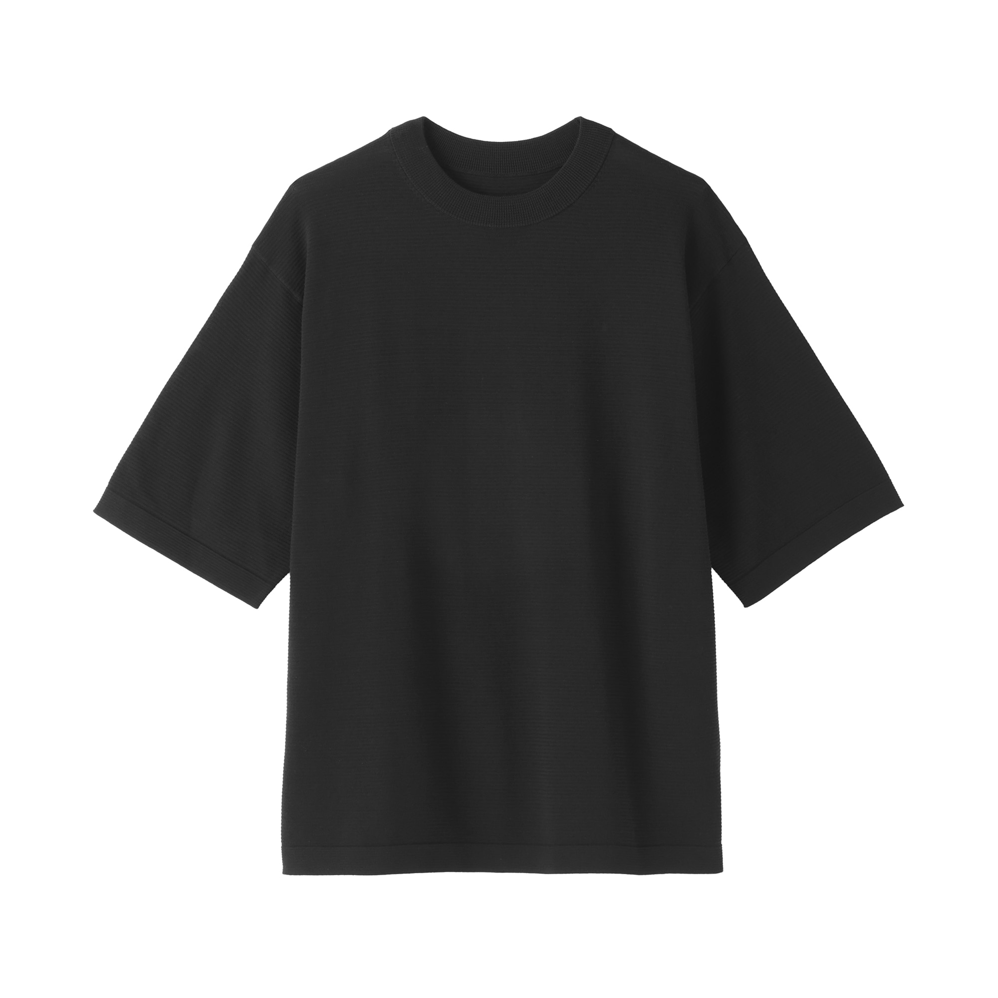紳士　乾きやすい洗えるニット五分袖Ｔシャツ